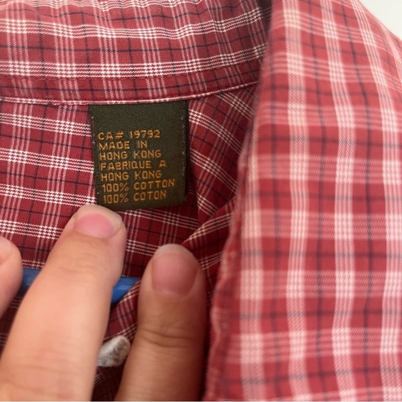 Men’s Timberland Weathergear Short Sleeve Red White Plaid Button Down Shirt XL - Picture 2 of 8